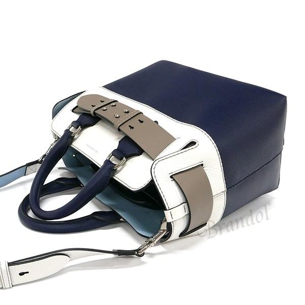 バーバリー BURBERRY レディース トートバッグ ショルダー レザー ベルトバッグ 2way ネイビー×ホワイト 8006577 A1250の画像