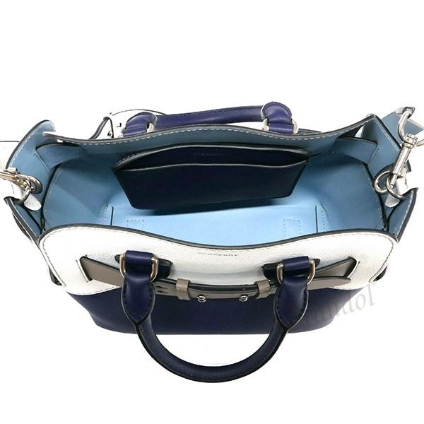 バーバリー BURBERRY レディース トートバッグ ショルダー レザー ベルトバッグ 2way ネイビー×ホワイト 8006577 A1250の画像