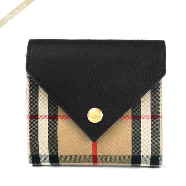 《最大2000円クーポン》バーバリー BURBERRY レディース 二つ折り財布 ヴィンテージチェック ベージュ系×ブラック 8026114｜brandol-s