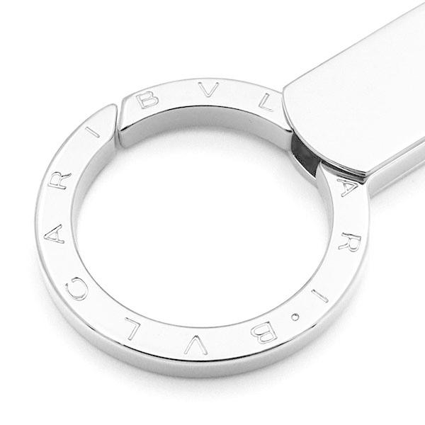 BVLGARI ホワイト レザー キーホルダー リング BVLGARI ブルガリ キーリング メンズ レディース レザー リング