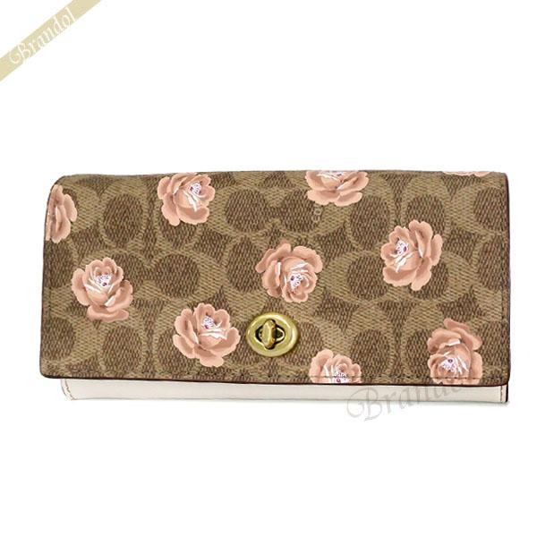ローズ シグネチャー レディース ベージュ ピンク系 Coach 花柄 F 花柄 B4 T2 長財布 Styleのコーチ 財布 コーチ コーチアウトレット 在庫品 Co F B4 T2 Brandol Style