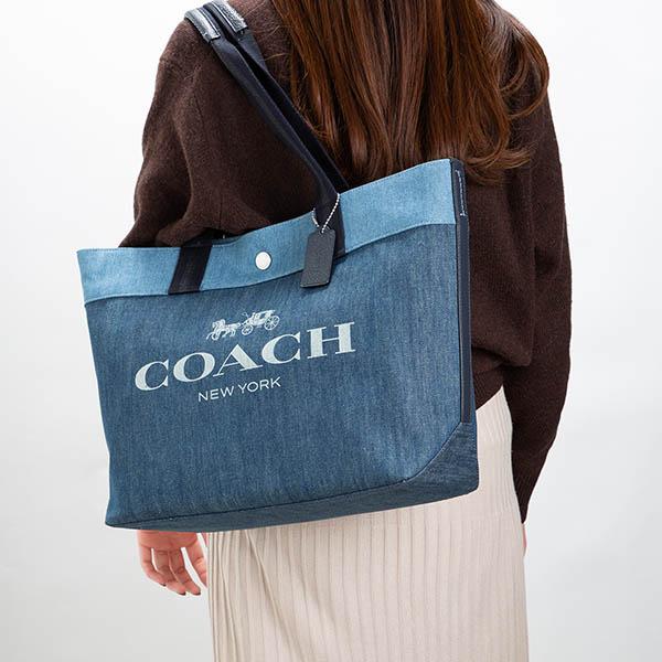 コーチ COACH レディース トートバッグ ロゴ デニムトート ブルー ライトブルー 91131 SV/DE｜brandol-s｜08