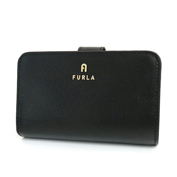 FURLA★カメリア★現行ロゴ★ブラック★レザー★黒★二つ折り★コンパクト FURLA（フルラ） 二つ折り財布 レディース CAMELIA カメリア ロゴ