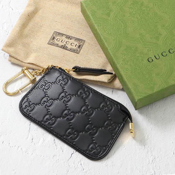 GUCCI グッチ 小銭入れ シグネチャー レザー キーリング付き GUCCI グッチ 小銭入れ シグネチャー レザー キーリング付き