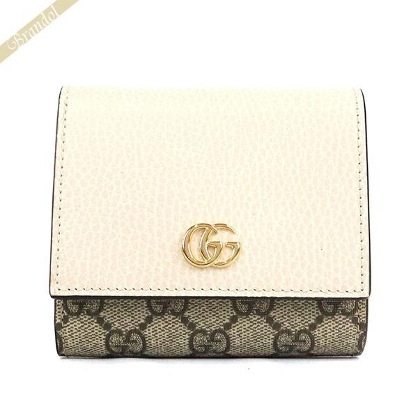 グッチ ベージュ Gucci Ggマーモント 二つ折り財布 レディース Ggマーモント ホワイト Brandol ベージュ 17wag