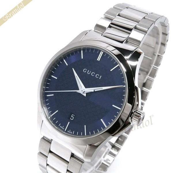 GUCCI（グッチ） 腕時計 メンズ Gタイムレス 38mm ネイビー シルバー