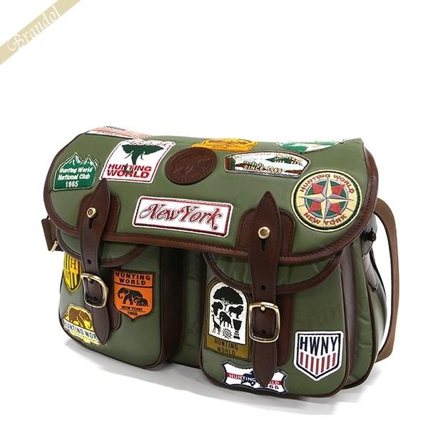 史上最も激安 ワッペン ショルダーバッグ メンズ World Hunting ハンティングワールド プレゼント ギフト 斜めがけ バッグ ハンティングワールド キャリーオール Grn Battuesu Hv1 4078 グリーン バッグ Smssvg Org