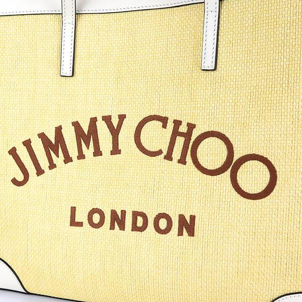 ジミーチュウ JIMMY CHOO トートバッグ レディース ロゴ ミディアムトート ライトイエロー NINE2FIVEEW RAZ NATURAL【最大2000円クーポン】の画像