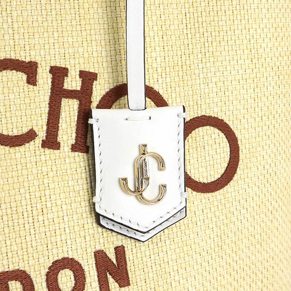 ジミーチュウ JIMMY CHOO トートバッグ レディース ロゴ ミディアムトート ライトイエロー NINE2FIVEEW RAZ NATURAL【最大2000円クーポン】の画像