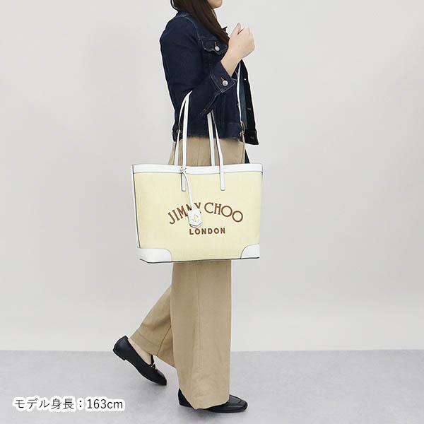 ジミーチュウ JIMMY CHOO トートバッグ レディース ロゴ ミディアムトート ライトイエロー NINE2FIVEEW RAZ NATURAL【最大2000円クーポン】の画像