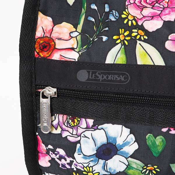 大人可愛い 大容量 レスポートサック 花 総柄ボストンバッグ ショルダー黒ピンク 大人可愛い 大容量 レスポートサック 花 総柄ボストンバッグ