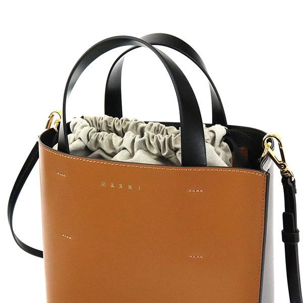 《最大19%還元》マルニ MARNI トートバッグ MUSEO ショッピングバッグ 2way レザー ライトブラウン ブラック SHMPV01TY0 LV639 Z2P69｜brandol-s｜05