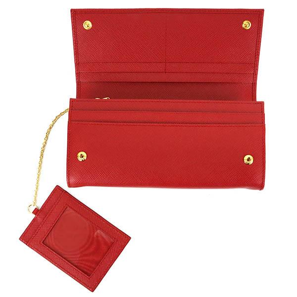 PRADA レッド 長財布 PRADA プラダ ラウンドファスナー長財布 レザー 赤 レッド