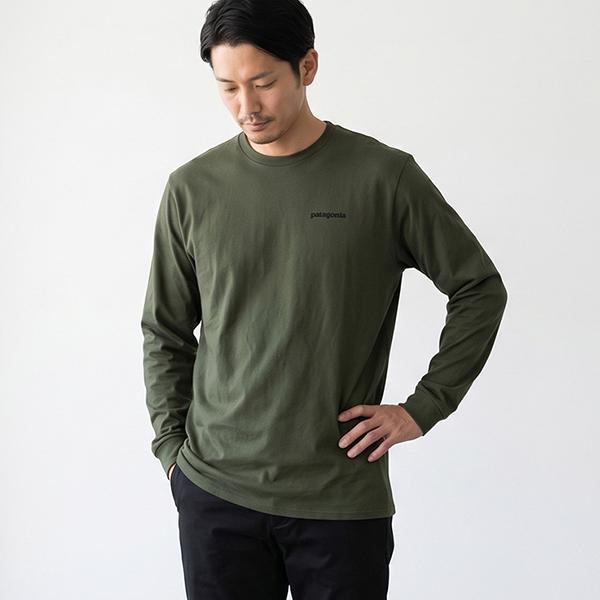 Eyckミリタリーグリーン、ブラック1 patagonia（パタゴニア） 長袖 Tシャツ メンズ ロングスリーブ P-6ロゴ