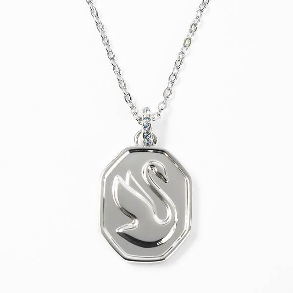 SWAROVSKI（スワロフスキー） ネックレス レディース Signum スワンモチーフ プレート ペンダント シルバー ブルー ...