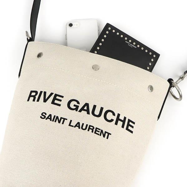 サンローラン SAINT LAURENT ショルダーバッグ RIVE GAUCHE バケットバッグ ナチュラル ブラック 669299 FAAAZ 9024｜brandol-s｜10