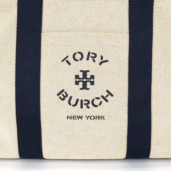 安い値段 トリーバーチ TORY BURCH トートバッグ レディース ロゴ キャンバス トート ナチュラル ネイビー 146771 254