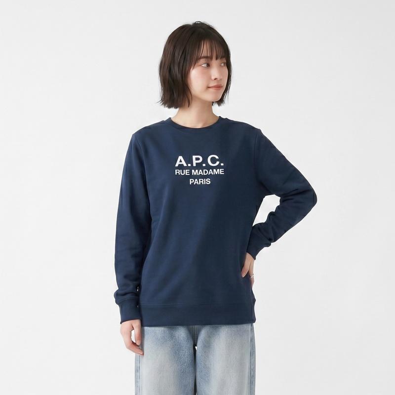 アーペーセー レディース スウェット A.P.C. ロゴ 長袖 トレーナー XS/S/M/L ネイビー COEZD F27561 IAJ MARINE□