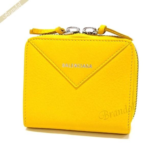 公式サイト ペーパー Paper 二つ折り財布 レディース Balenciaga 3 Offクーポン バレンシアガ 本革 さいふ ミニ財布 折りたたみ 女性用 バレンシアガ レザー 7155 Dlq0n イエロー ラウンドファスナー 財布 Gestical Ch
