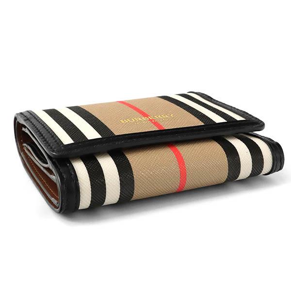 バーバリー 三つ折り財布 アイコンストライプ ベージュ バーバリー BURBERRY 財布 三つ折り財布 折りたたみ財布 小銭入れ付き