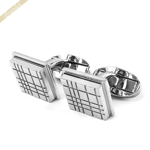バーバリー カフスボタン BURBERRY メンズ チェック 角型 シルバー 8036234◇