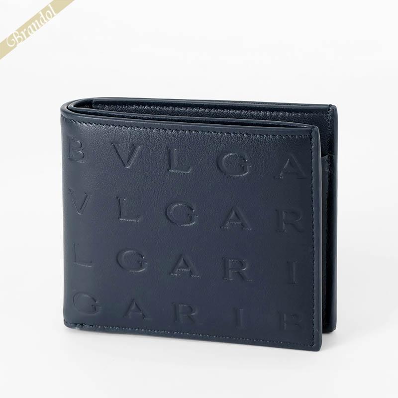 美品☆ブルガリBVLGARI マネークリップ ネイビー レザー 二つ折り 財布 美品☆ブルガリBVLGARI マネークリップ ネイビー レザー 二つ折り 財布