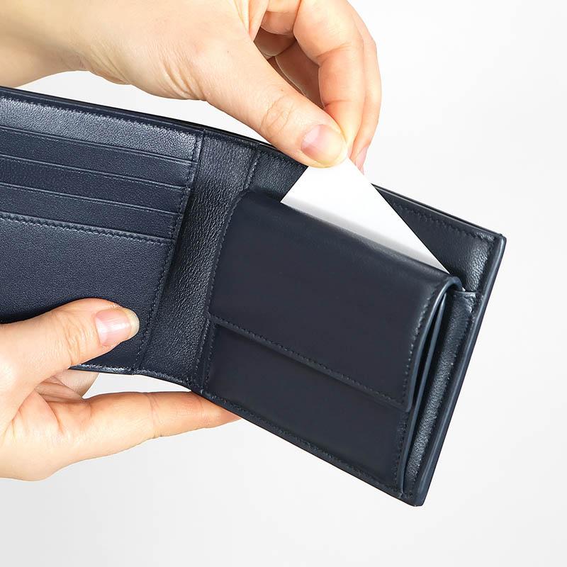 BVLGARI（ブルガリ） 二つ折り財布 ロゴ レザー ネイビー 292913 POLAP