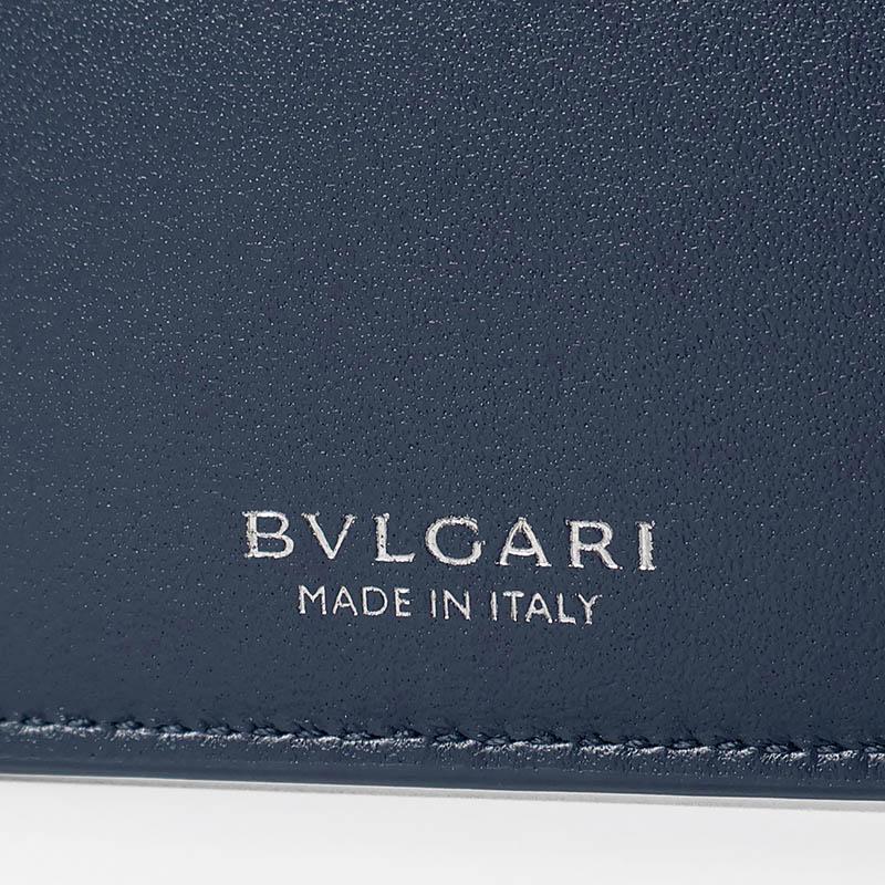 BVLGARI（ブルガリ） 二つ折り財布 ロゴ レザー ネイビー 292913 POLAP