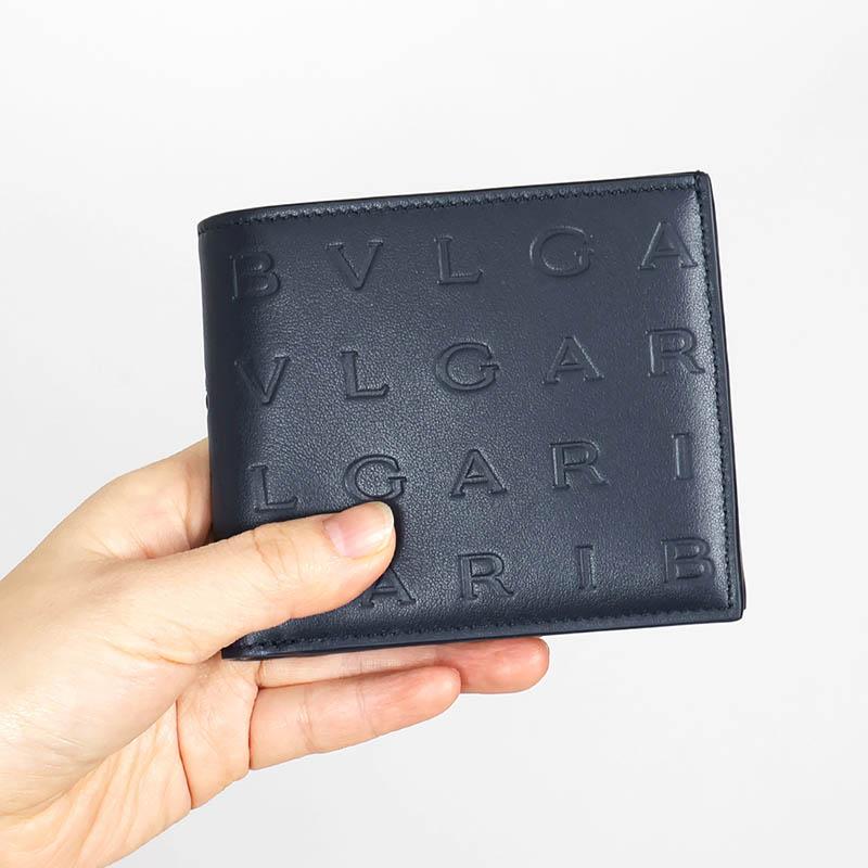 ブルガリ　二つ折り財布　ロゴクリップ　サークルロゴ　サフィアーノレザー　ブラック actone_225-1265-2