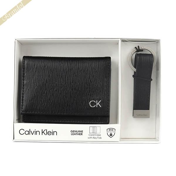 倍倍ストア対象 カルバンクライン 名刺入れ Calvin Klein メンズ レザー キーリングセット ブラック 31CK330017 :CK