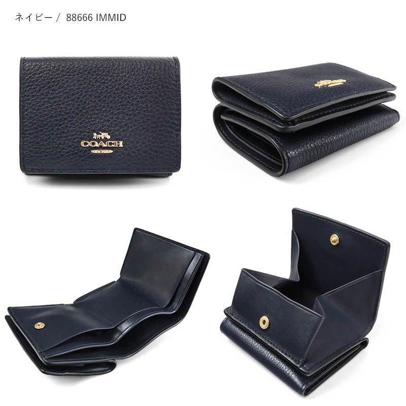 COACH コーチ 三つ折り財布 シンプル レザー ミニ財布 ネイビー COACH コーチ 三つ折り財布 シンプル レザー ミニ財布 ネイビー