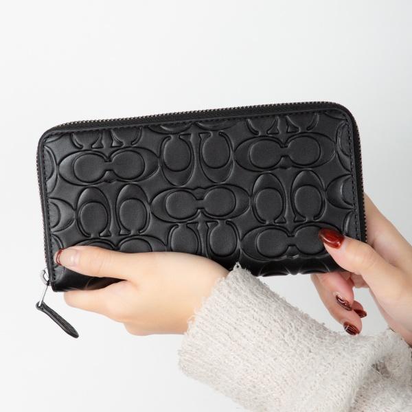 COACH コーチ ラウンドファスナー長財布 型押し シグネチャー COACH コーチ ラウンドファスナー長財布 型押し シグネチャー
