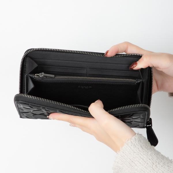 COACH コーチ ラウンドファスナー長財布 型押し シグネチャー COACH コーチ ラウンドファスナー長財布 型押し シグネチャー