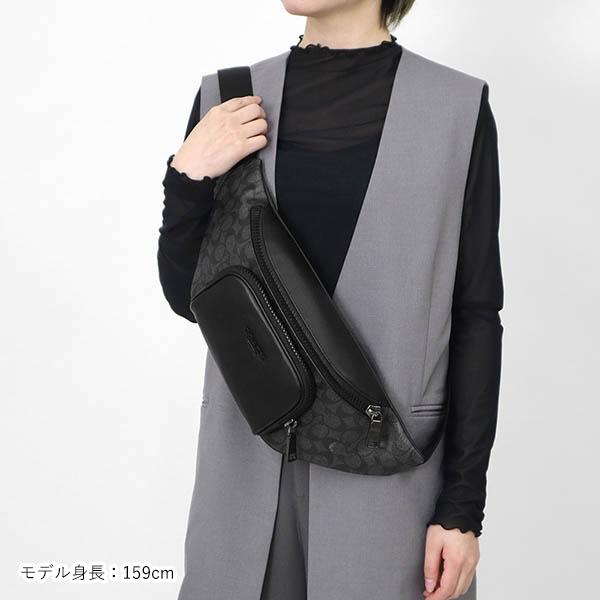 COACH ボディバッグ　グレー　ブラック COACH コーチ ボディバッグ シグネチャー レーサー ベルトバッグ