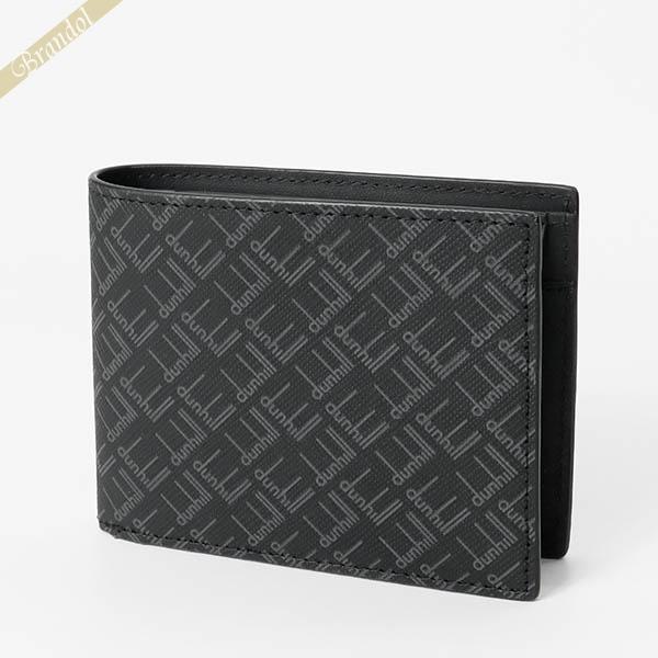dunhill 二つ折り財布 ブラック レザー ダンヒル 財布 総柄 黒 dunhill（ダンヒル） 二つ折り財布 シグネチャー ロゴ 総柄 ブラック