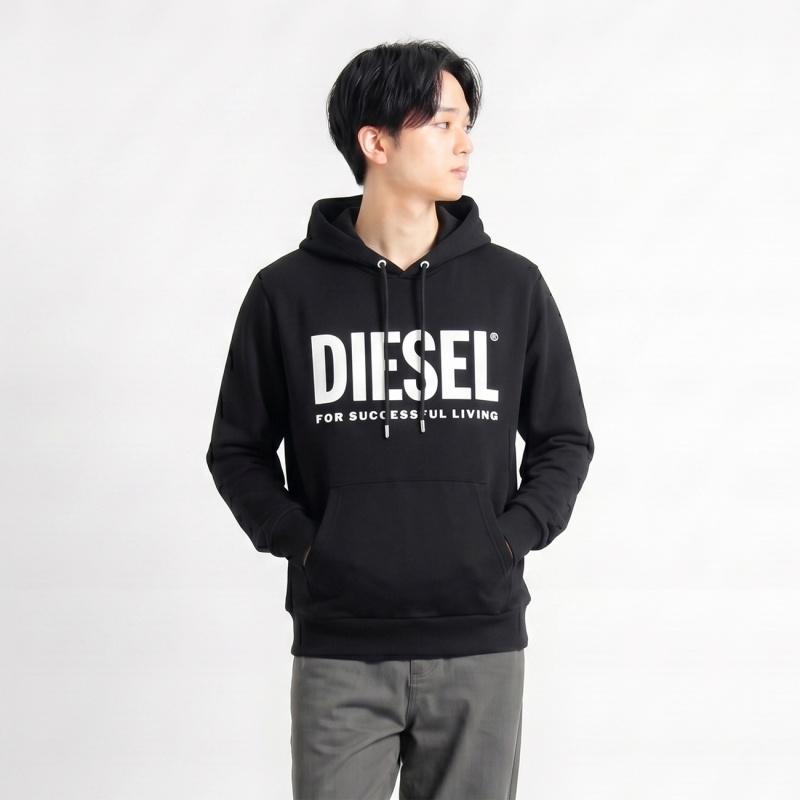 DIESEL（ディーゼル） パーカー メンズ ロゴ S/M/L ブラック A02813
