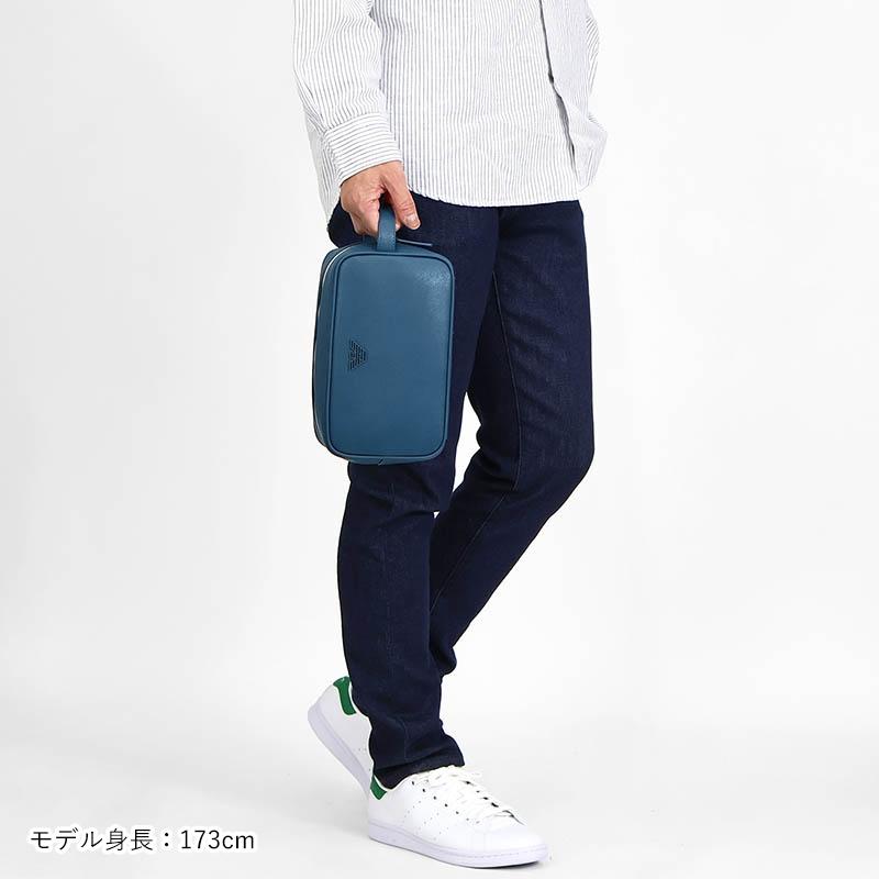 EMPORIO ARMANI エンポリオアルマーニ セカンドバッグ 箱型 ブルー系
