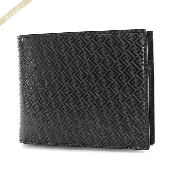 FENDI フェンディ 二つ折り財布 財布 メンズ FFモノグラム レザー 