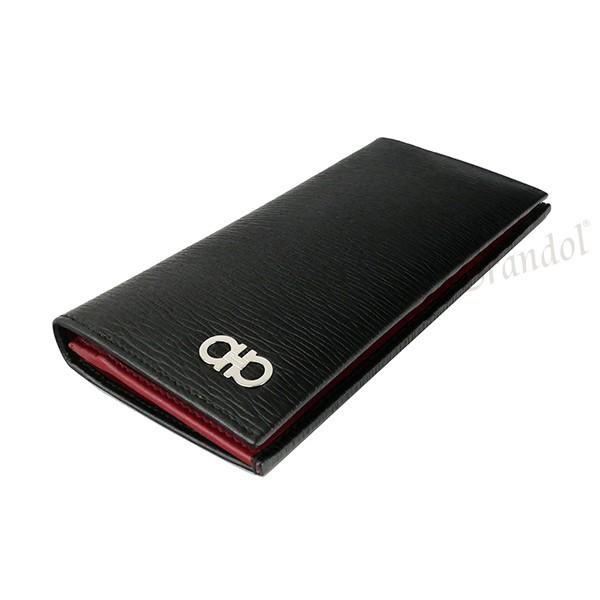 【未使用級】 フェラガモ 長財布 ダブル ガンチーニ パスケース ブラック 本革 FERRAGAMO（フェラガモ） 長財布 メンズ ダブルガンチーニ レザー