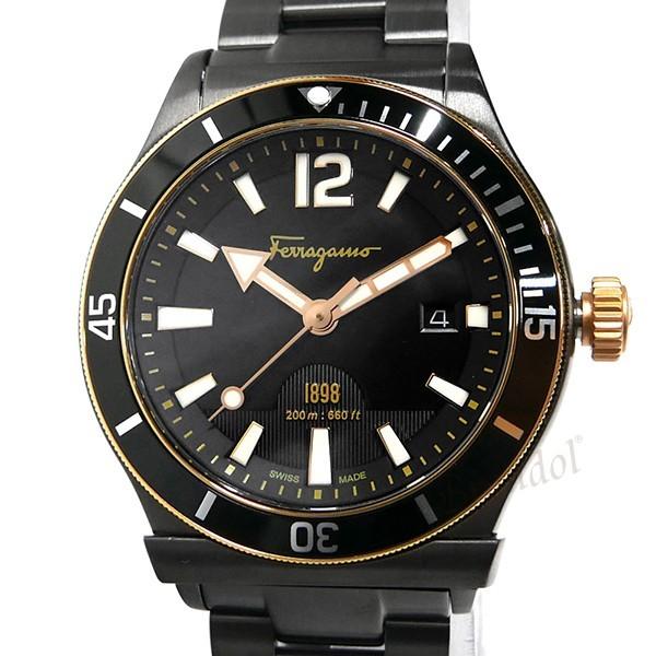 全品送料無料 Sport 18 メンズ Ferragamo 腕時計 フェラガモ Ssベルト クォーツ 腕時計 男性用 フェラガモ 44mm 取寄品 Ff ブラック ゴールド メンズ腕時計
