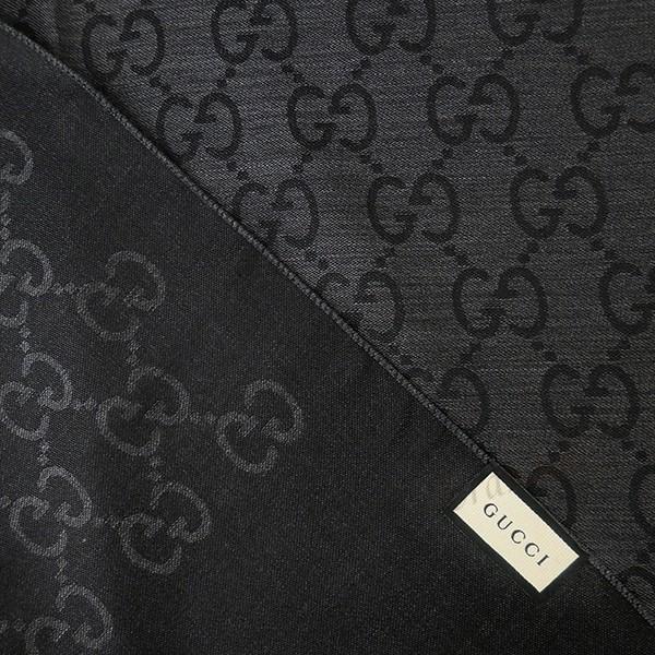 No.1254 GUCCI グッチ手描き風チェック柄黒ウール100%