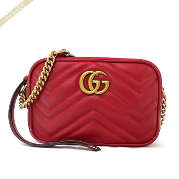 グッチ ショルダーバッグ GUCCI レディース GG マーモント レザー レッド 448065 DTD1T 6433｜brandol