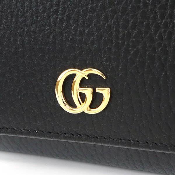 グッチ 三つ折り財布 GUCCI 財布 レディース プチ マーモント レザー ブラック 474746 CAO0G 1000◇