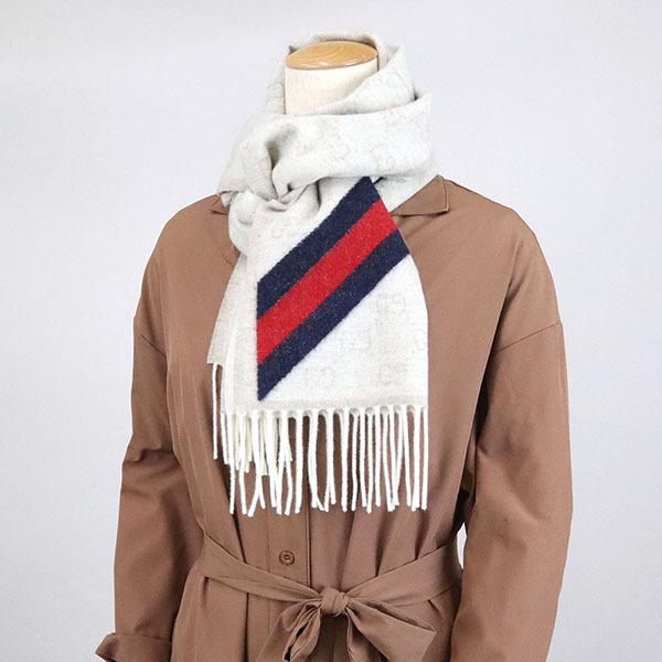 《クーポン》グッチ ストール GUCCI メンズ・レディース ウール100% GG柄 マフラー ライトベージュ 570603 3G200 9568_4