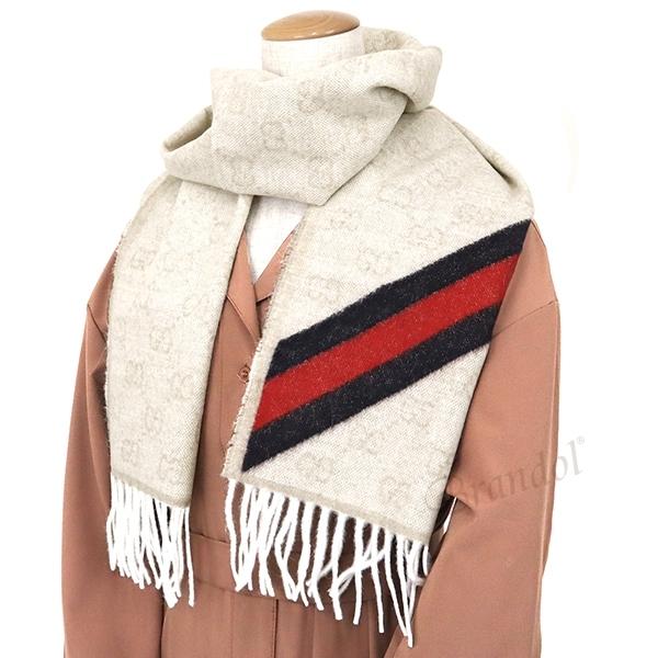 GUCCI グッチ ストール アルパカ ウール GG柄 マフラー ライトベージュ  