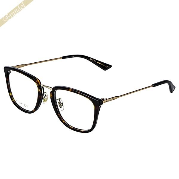 ポイント最大15.5% グッチ メガネフレーム GUCCI メンズ ウェリントン型 ハバナ柄 コンビフレーム ダークブラウン系 GG0323O-002