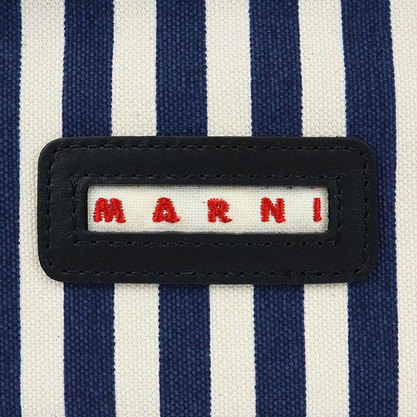 マルニ トートバッグ MARNI MUSEO ストライプ柄 ネイビー×ホワイト