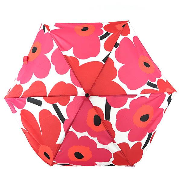 マリメッコ 折りたたみ傘 marimekko ピエニ ウニッコ Pieni Unikko 花柄 54cm ホワイト×レッド系 048858 001◇｜brandol｜03