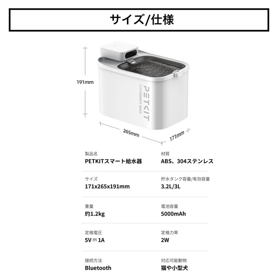PETKIT ペットキット食洗器対応自動給水機 EVERSWEET MAX2 ホワイト