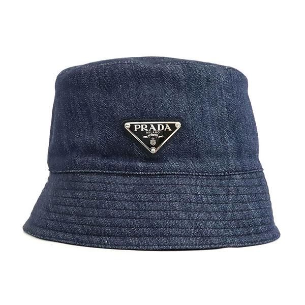 PRADA プラダ 帽子 デニム 三角ロゴ バケットハット Lサイズ PRADA プラダ 帽子 デニム 三角ロゴ バケットハット Lサイズ